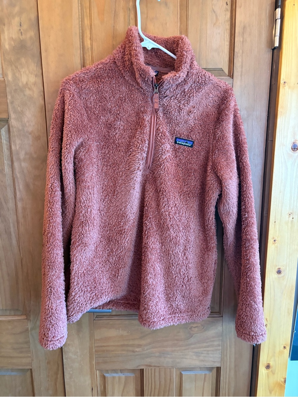 Patagonia Sherpa Half-Zip Pullover in Rust Pink